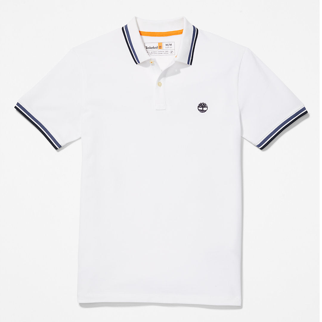 Mens Millers River Tipped Polo Shirt for Men in White - Timberland