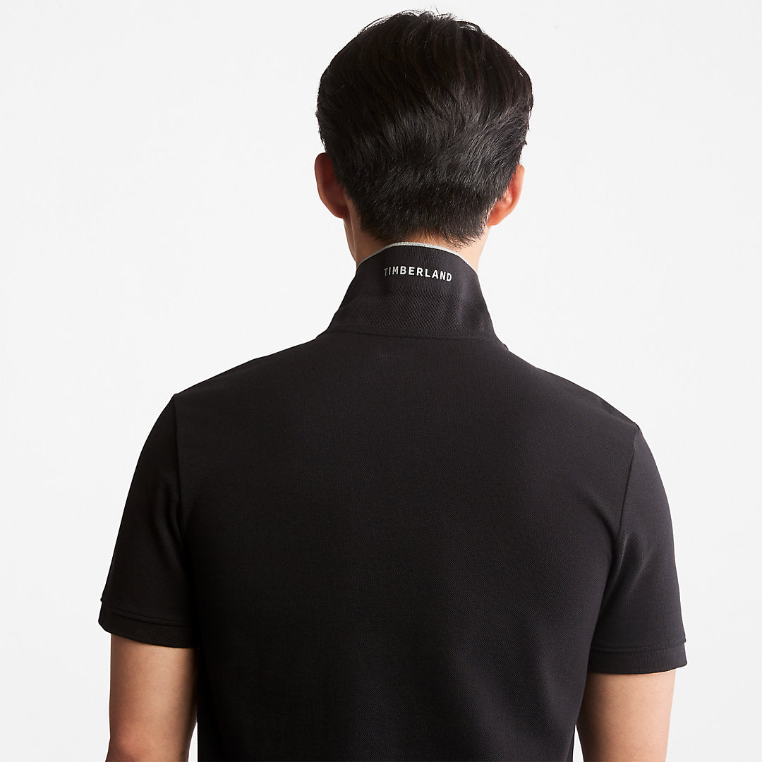 Mens Millers River Print-Collar Polo Shirt for Men in Black - Timberland