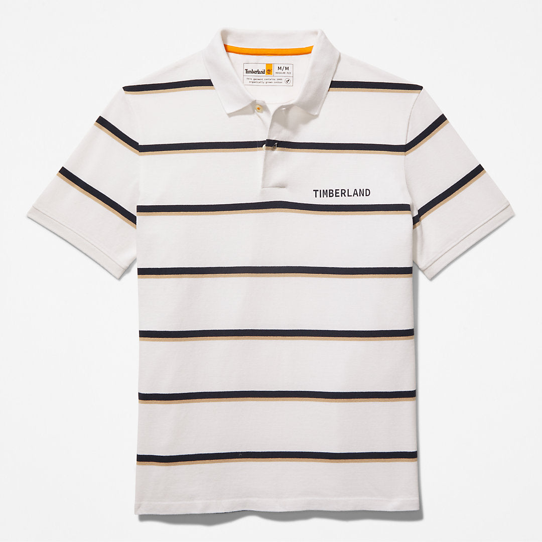 Mens Zealand River Striped Polo Shirt for Men in White - Timberland