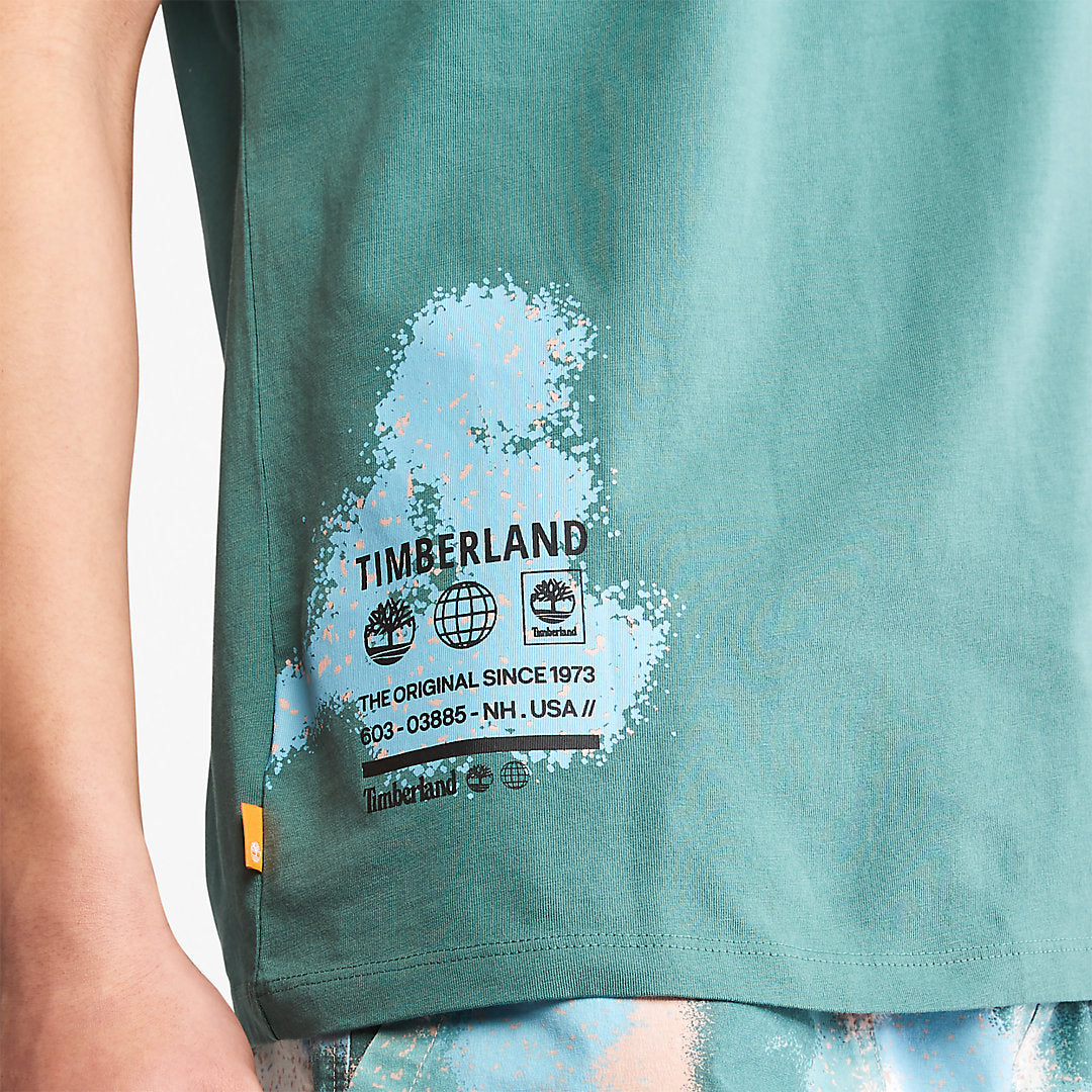 Mens Paint Graphic T-Shirt for Men in Teal - Timberland
