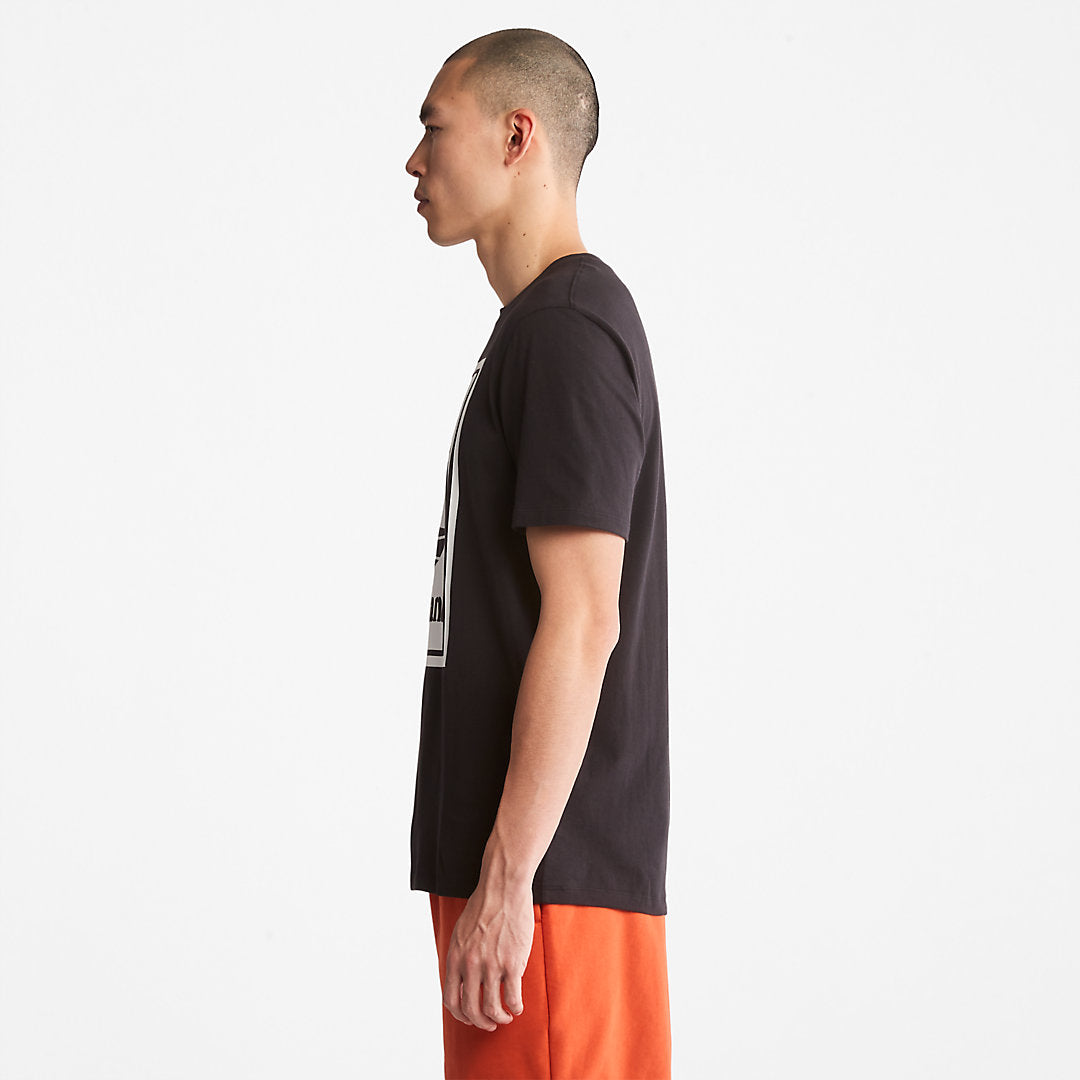 Mens Stack Logo T-Shirt for Men in Black/White - Timberland