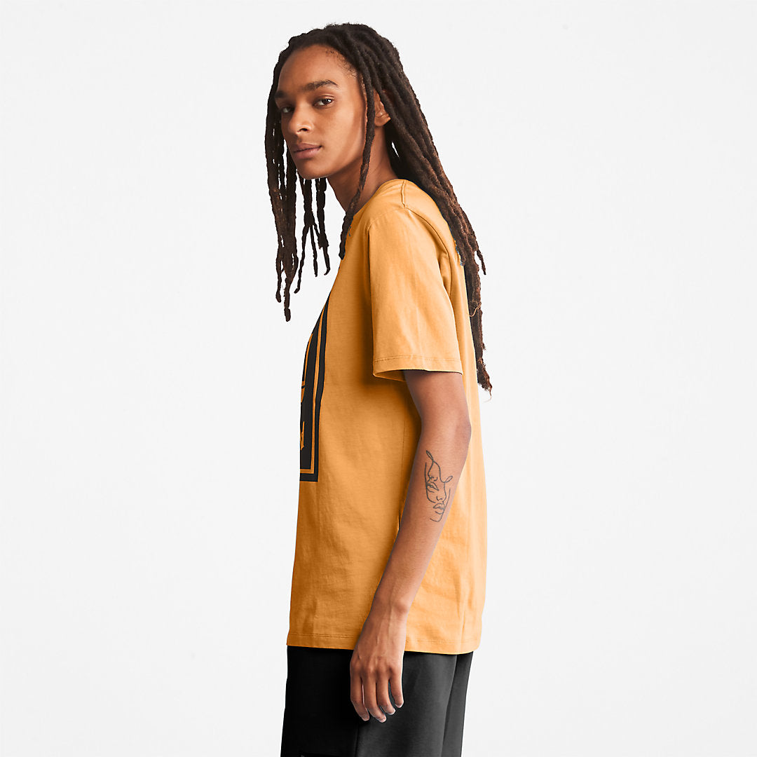 Mens Stack Logo T-Shirt for Men in Orange/Black - Timberland