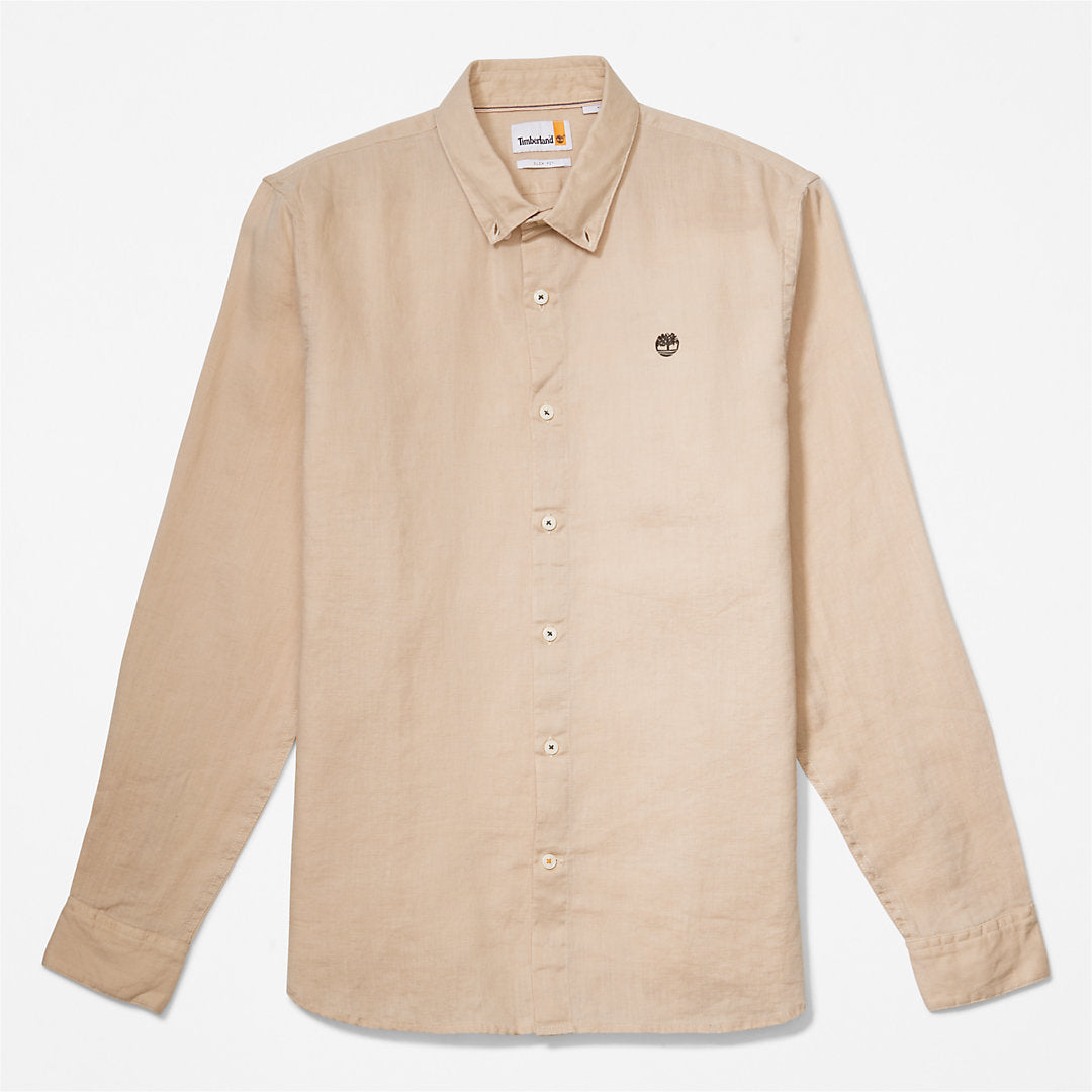 Mens Mill River Slim-Fit Linen Shirt for Men in Beige - Timberland