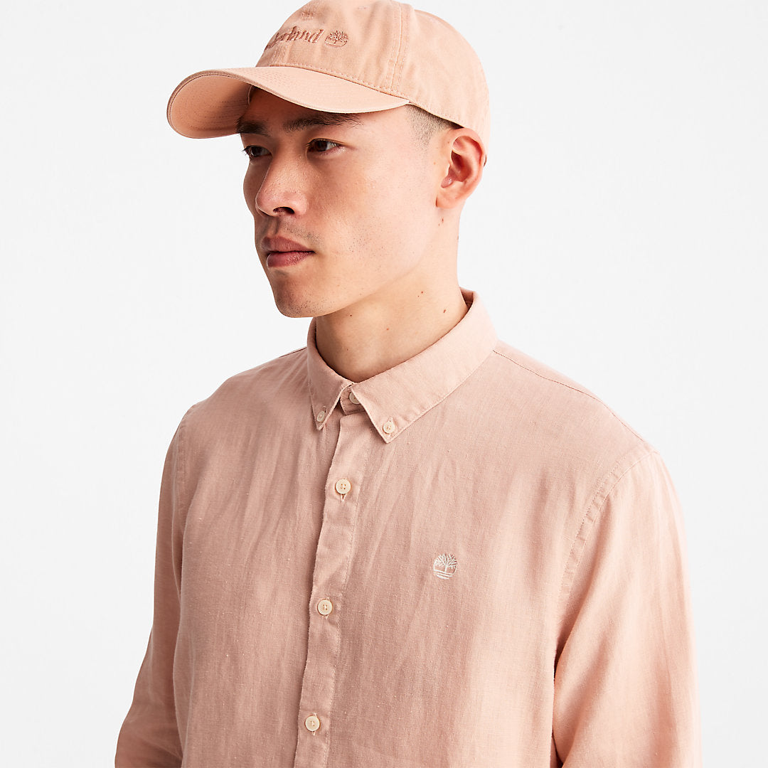 Mens Mill River Slim-Fit Linen Shirt for Men in Light Pink - Timberland