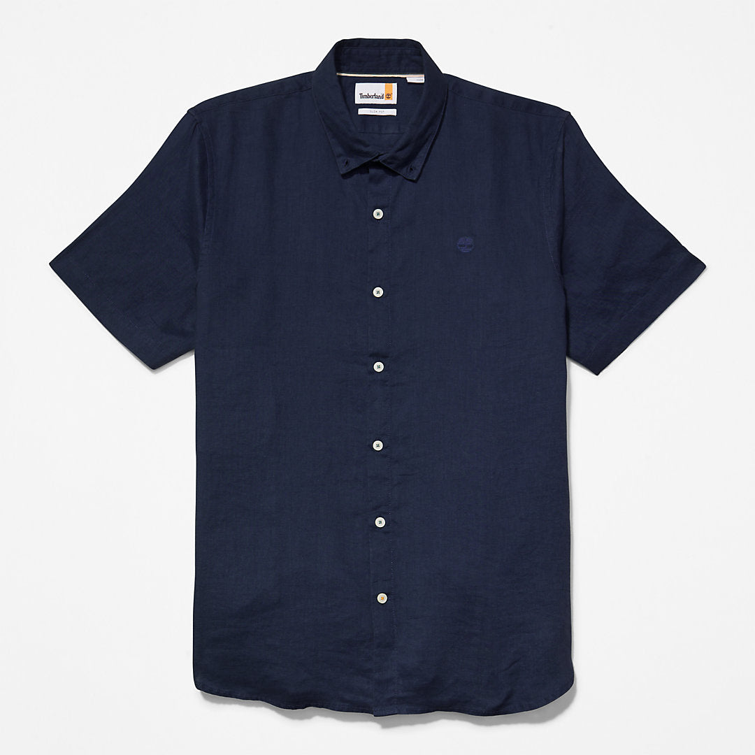 Mens Mill River Short-sleeve Linen Shirt for Men in Navy - Timberland