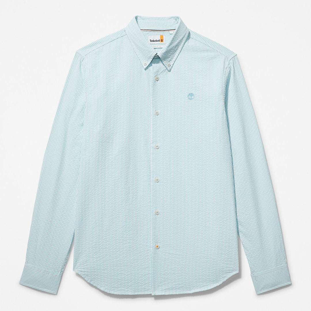 Mens Striped Seersucker Shirt for Men in Blue - Timberland
