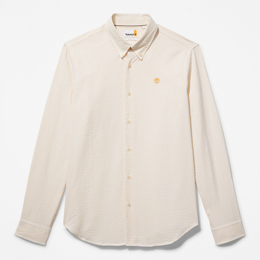 Mens Striped Seersucker Shirt for Men in Orange - Timberland