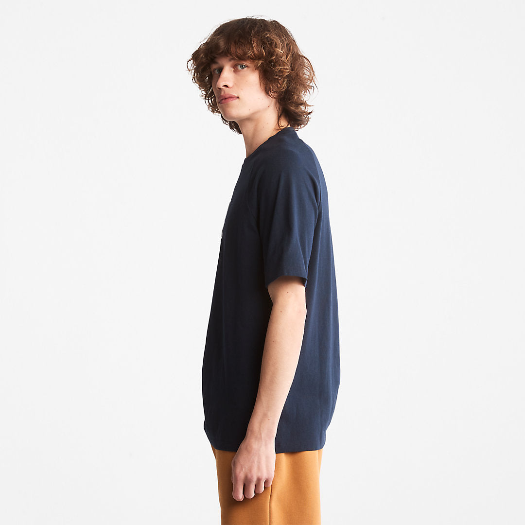 Mens Stacked Logo T-shirt for All Gender in Navy - Timberland