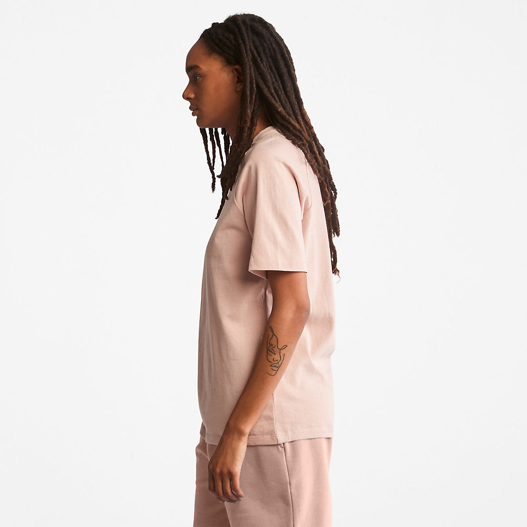 Mens Stacked Logo T-shirt for All Gender in Light Pink - Timberland