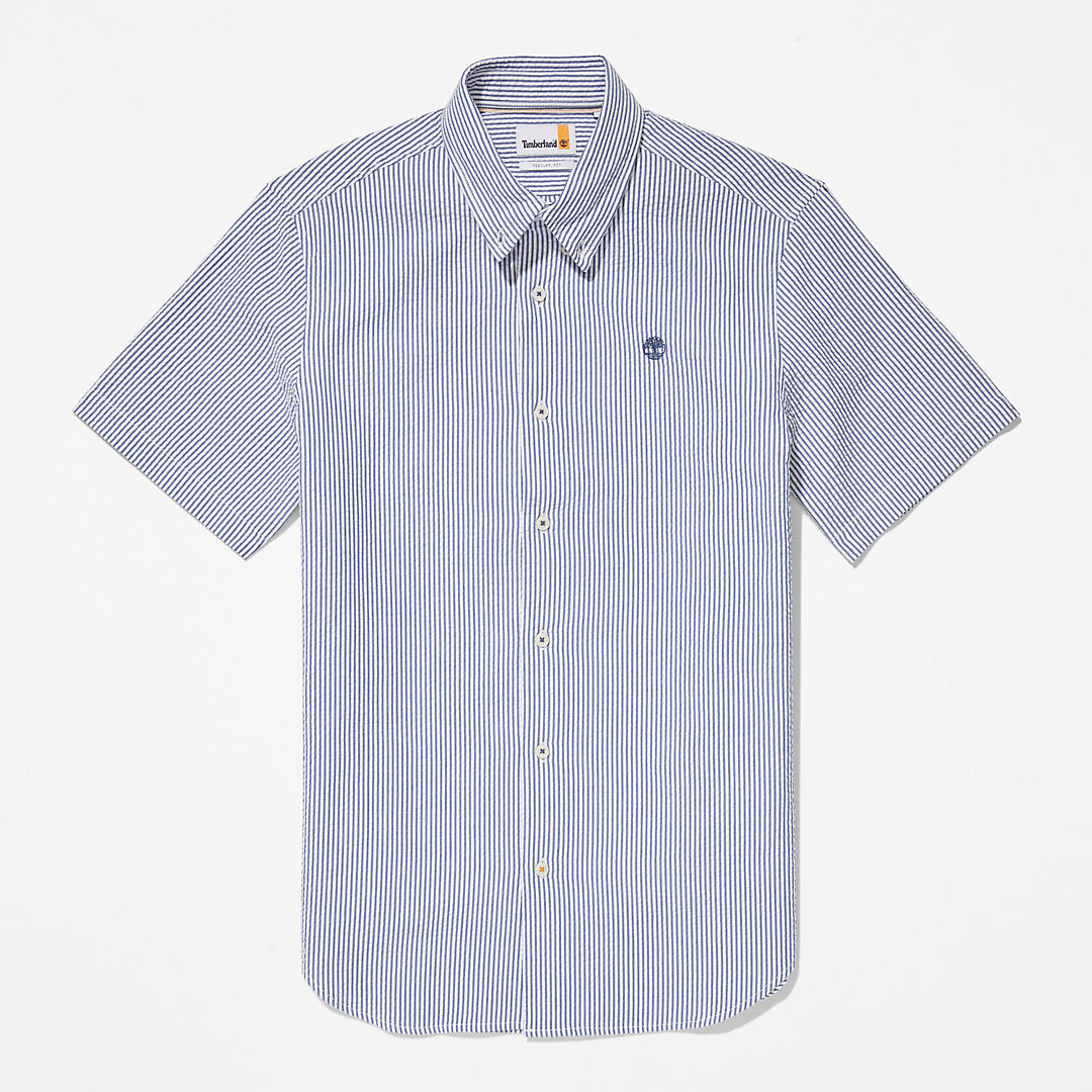 Mens SS Seersucker Shirt for Men in Blue - Timberland