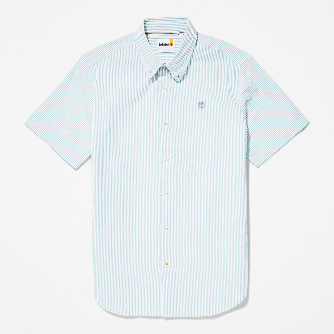 Mens SS Seersucker Shirt for Men in Green - Timberland
