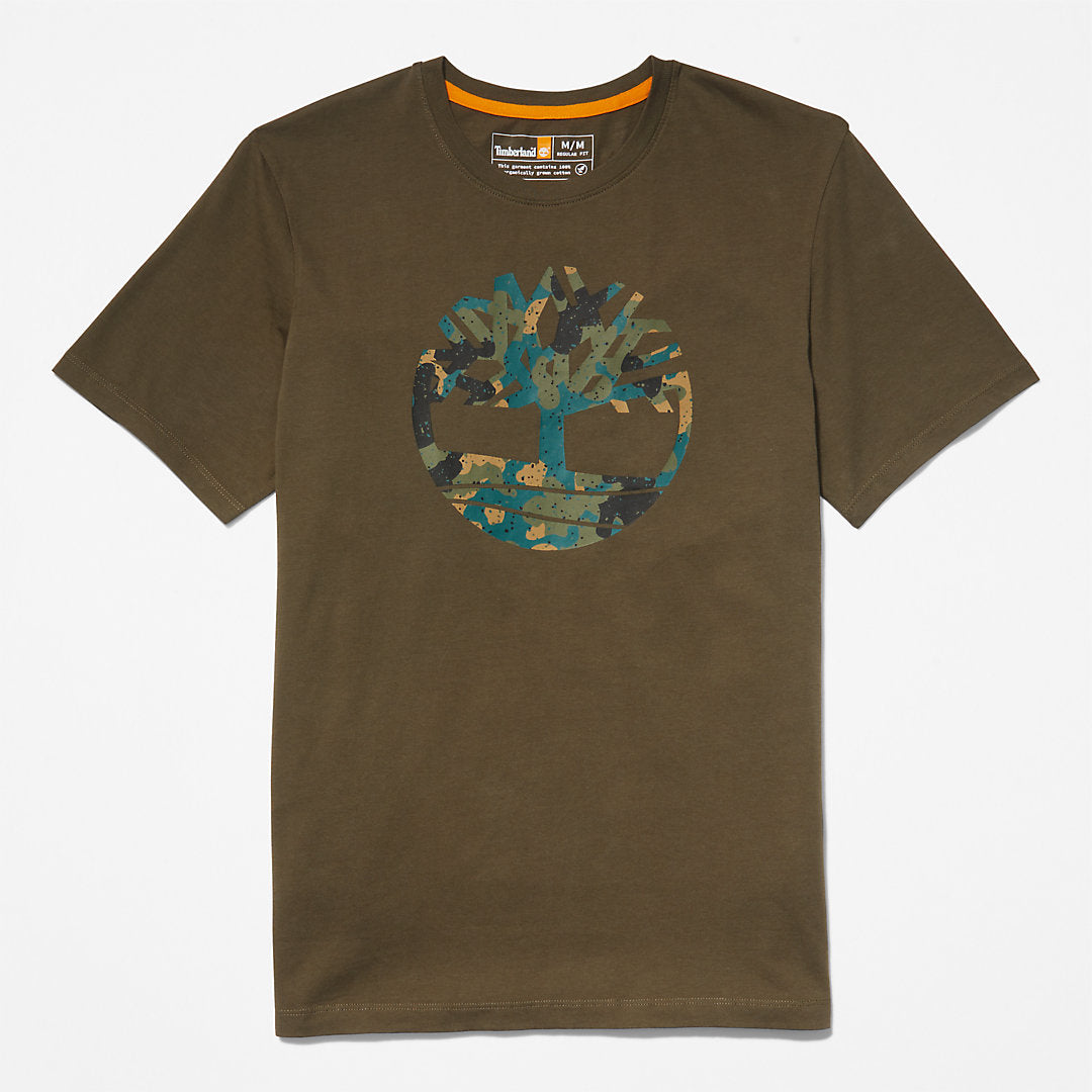 Mens Camo-Logo T-Shirt for Men in Dark Green - Timberland