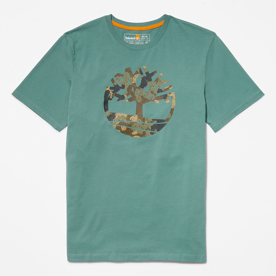 Mens Camo-Logo T-Shirt for Men in Light Green - Timberland