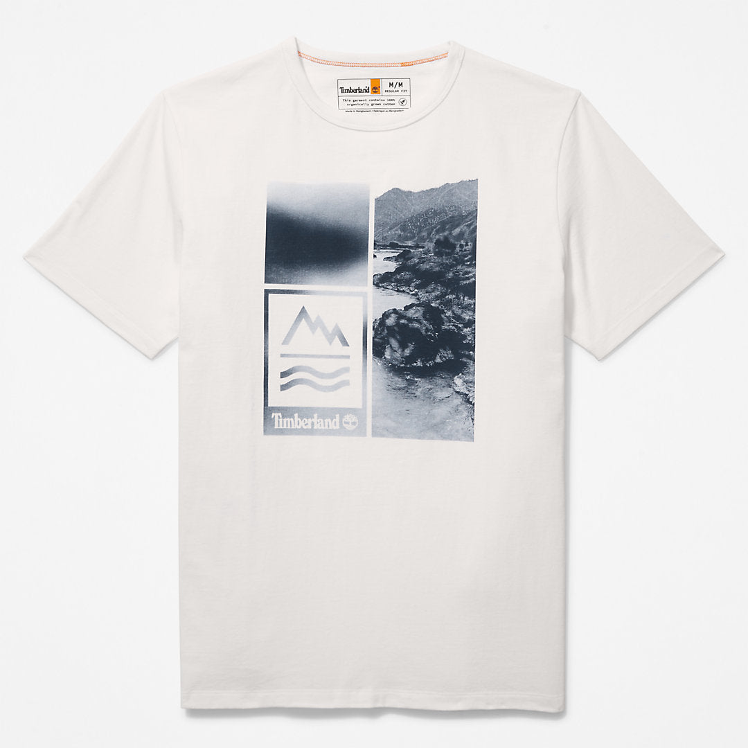 Mens Mountains-to-Rivers Print T-Shirt for Men in White - Timberland