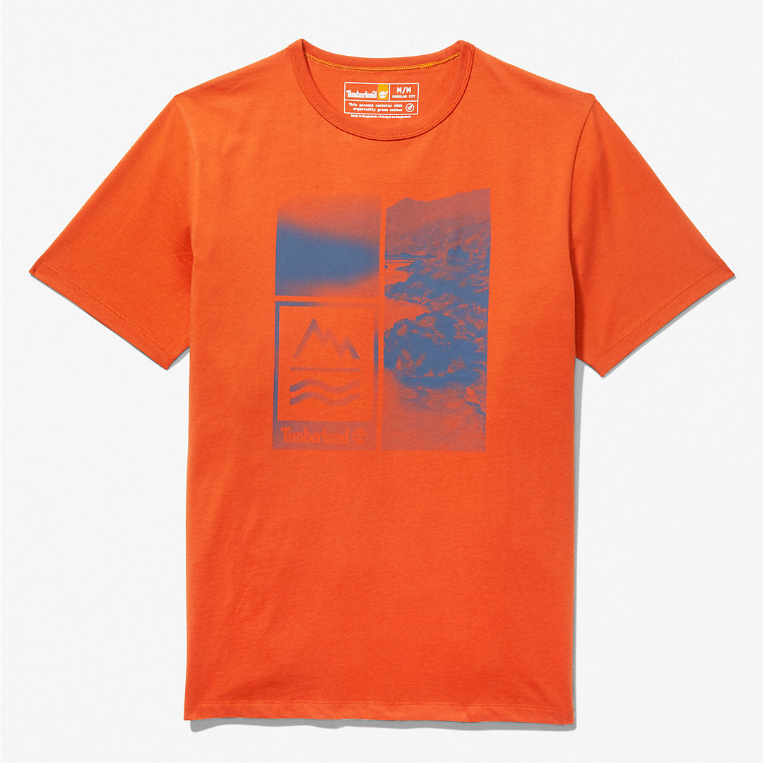 Mens Mountains-to-Rivers Print T-Shirt for Men in Orange - Timberland