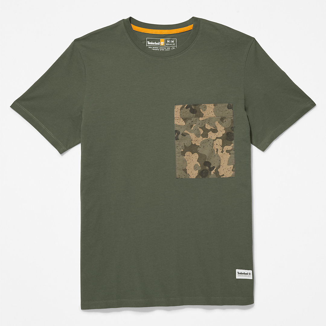 Mens Outdoor Heritage Camo-Pocket T-Shirt for Men in Dark Green - Timberland