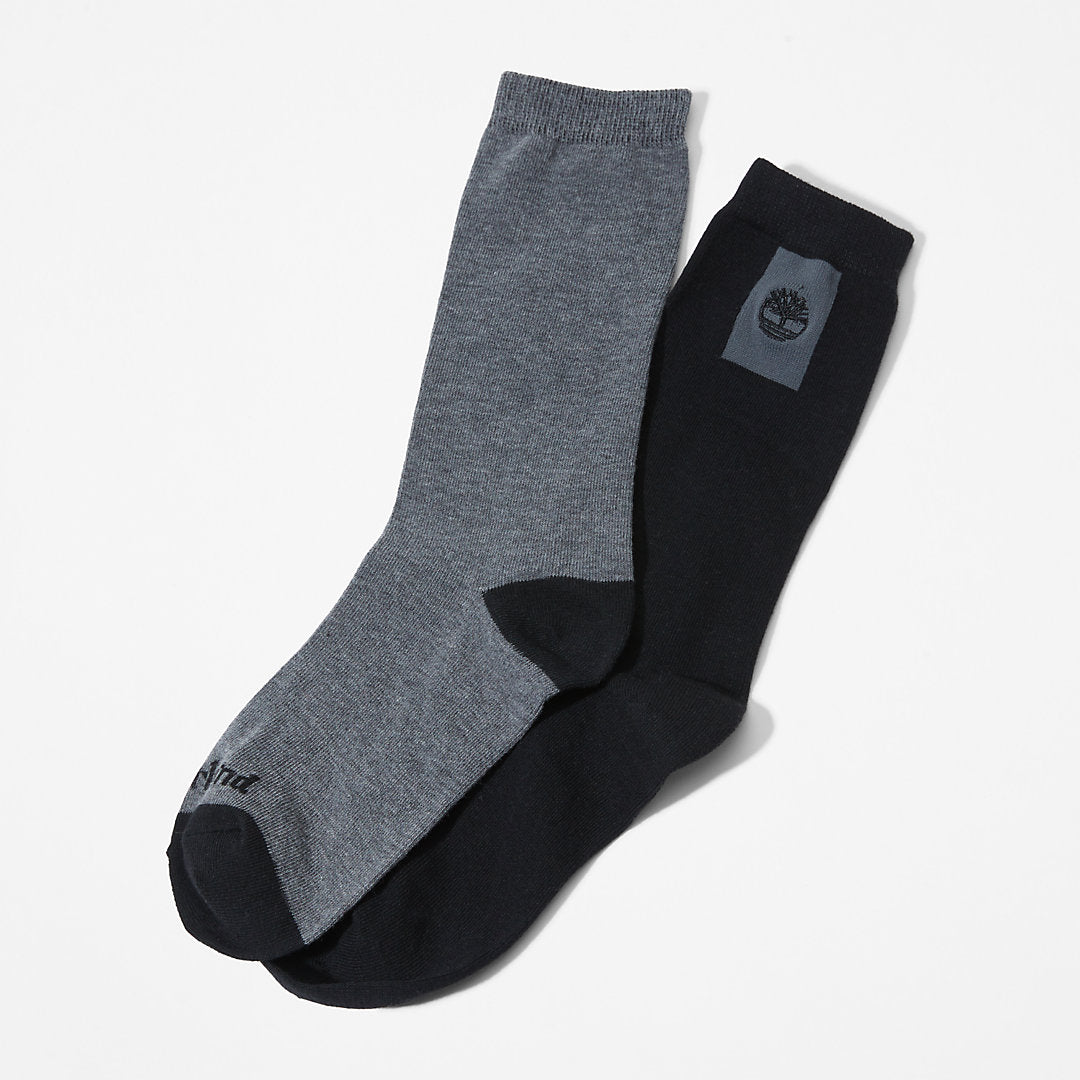 Mens 2-Pack Crew Socks for Men in Black - Timberland
