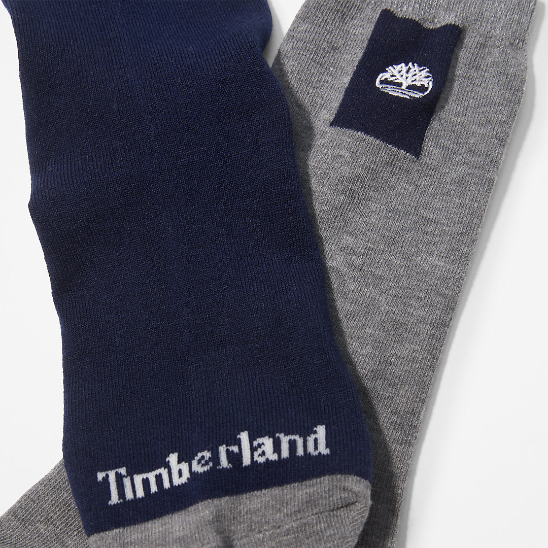 Mens 2-Pack Crew Socks for Men in Grey - Timberland