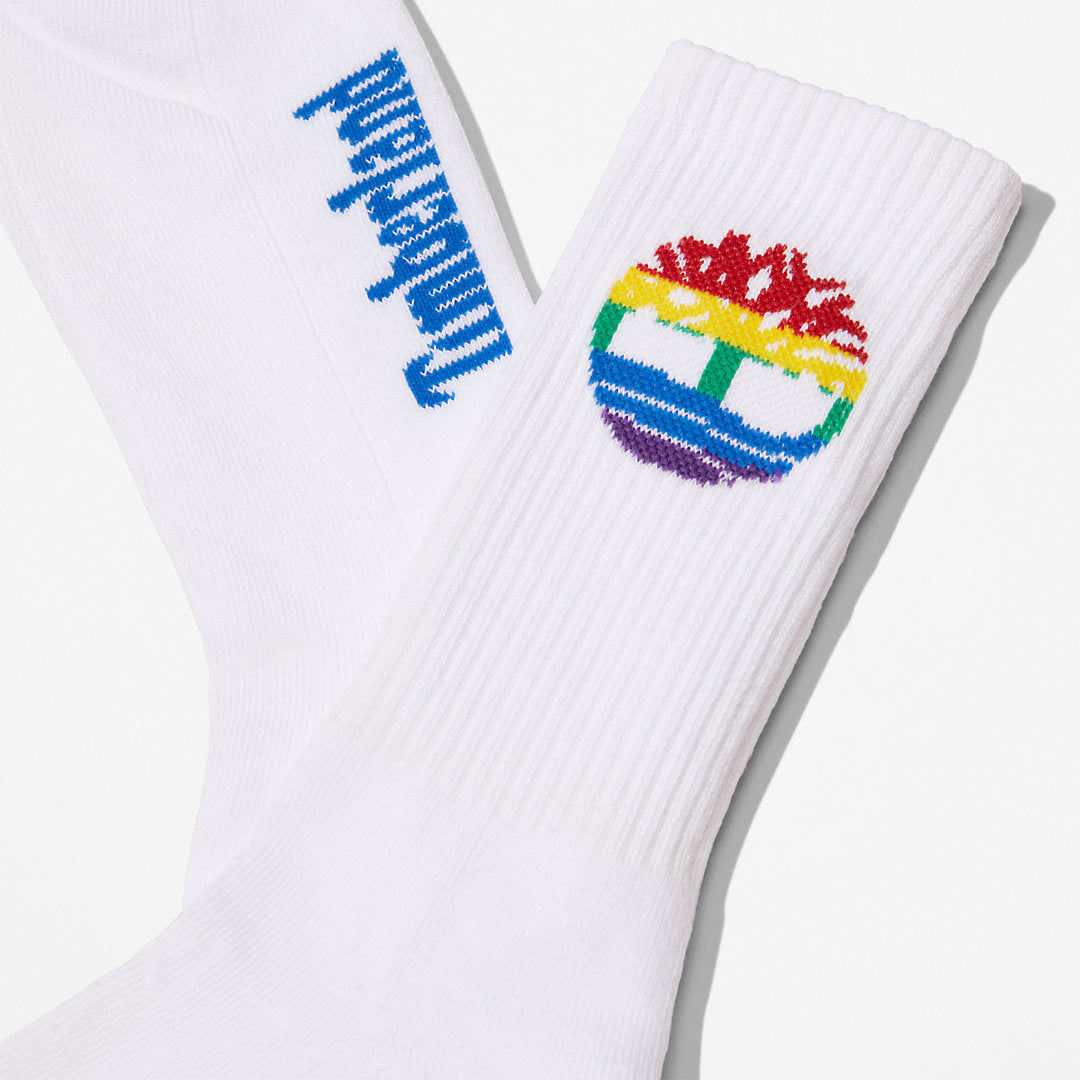 Mens 2-Pack Pride Crew Socks for Men in White - Timberland