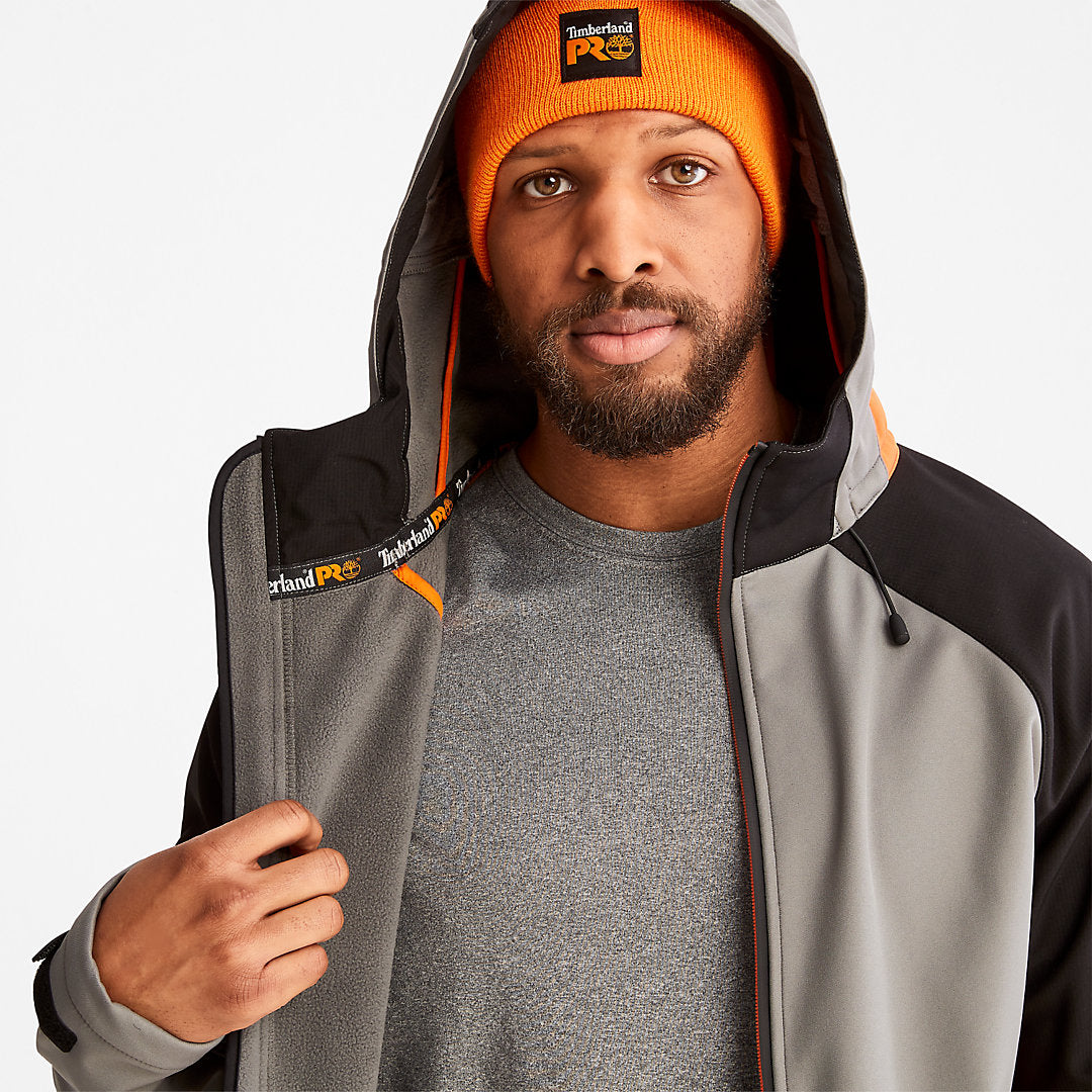 Mens Timberland PRO® Power Zip Hooded Softshell Jacket for Men in Grey - Timberland