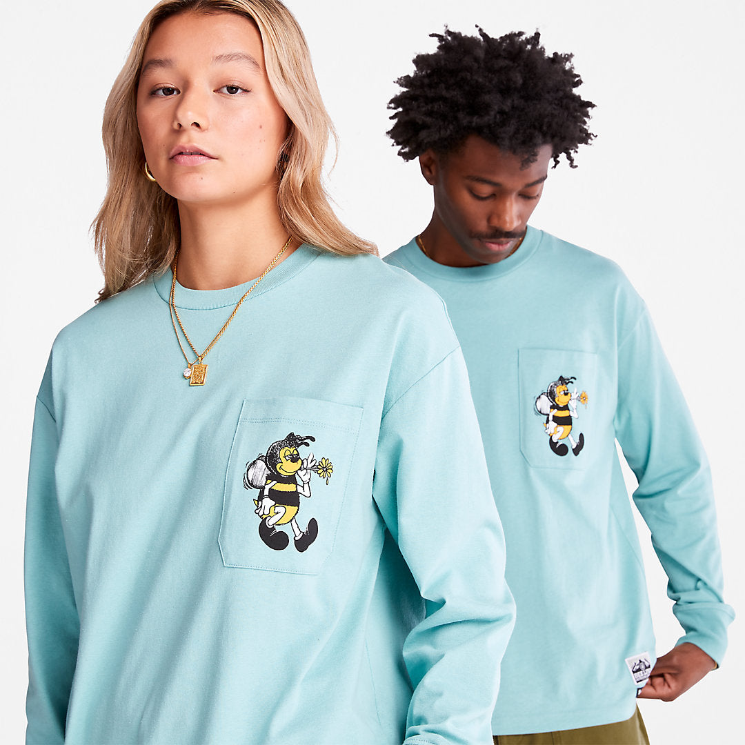 Mens Bee Line x Timberland® Back-graphic Long-sleeved T-Shirt in Blue - Timberland