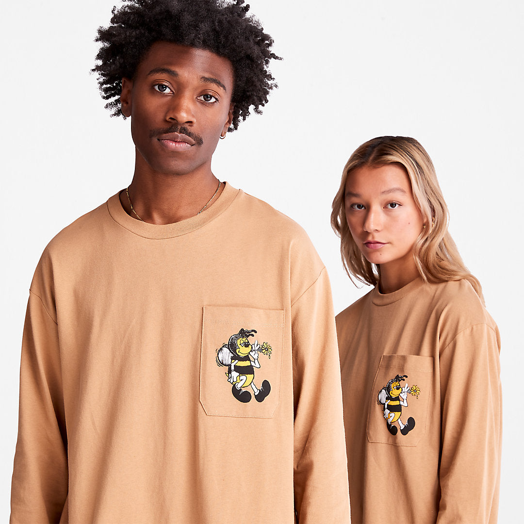 Mens Bee Line x Timberland® Back-graphic Long-sleeved T-Shirt in Brown - Timberland