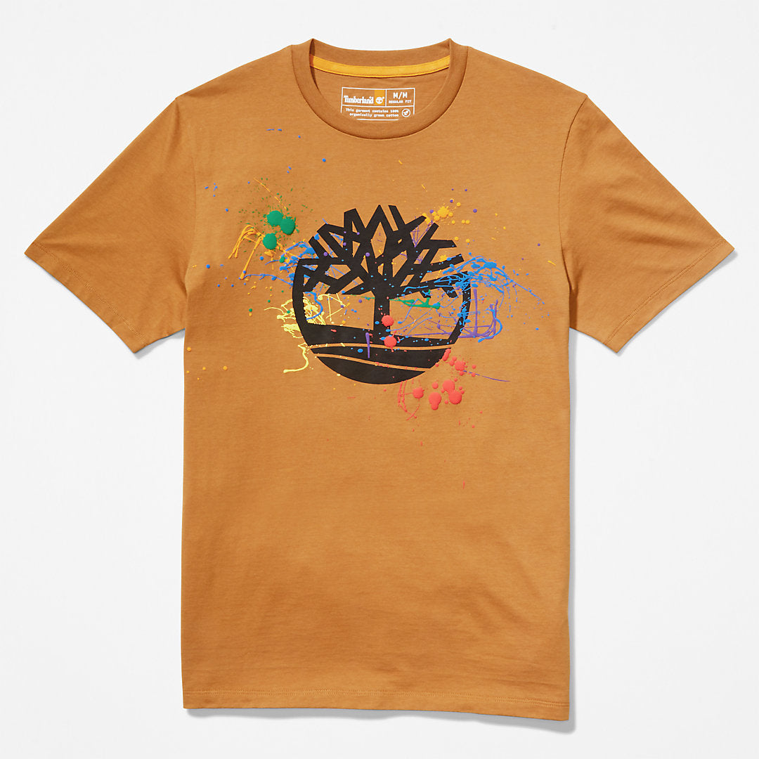 Mens Paint Pride T-Shirt in Dark Yellow - Timberland