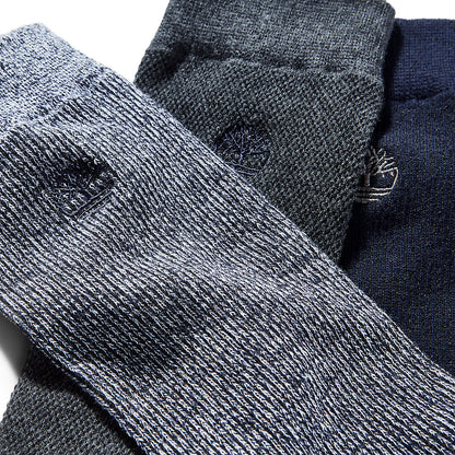 Mens Three Pair Pack Piqué Crew Socks for Men in Navy - Timberland