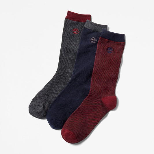 Mens Three Pair Pique Crew Socks for Men in Blue - Timberland