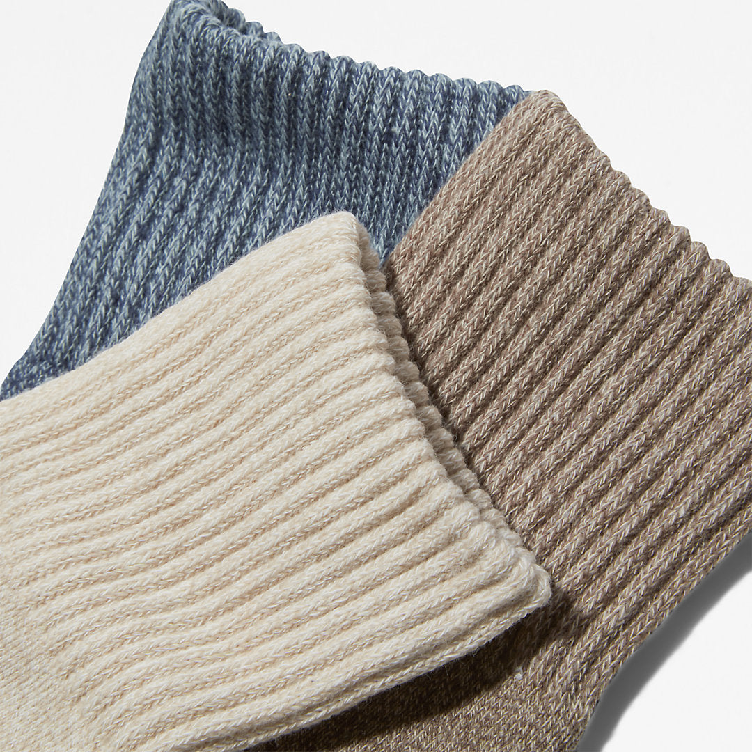 Womens Three Pack Marled Crew Socks Gift Box for Women in Beige - Timberland