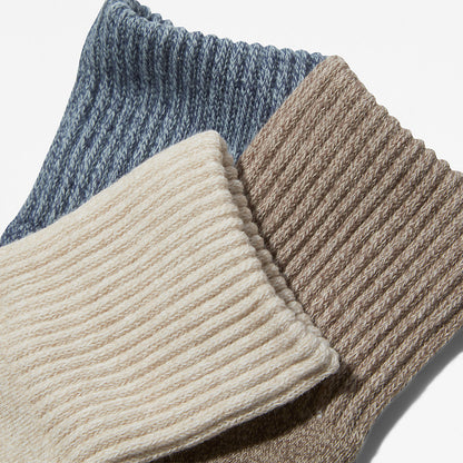 Womens Three Pack Marled Crew Socks Gift Box for Women in Beige - Timberland