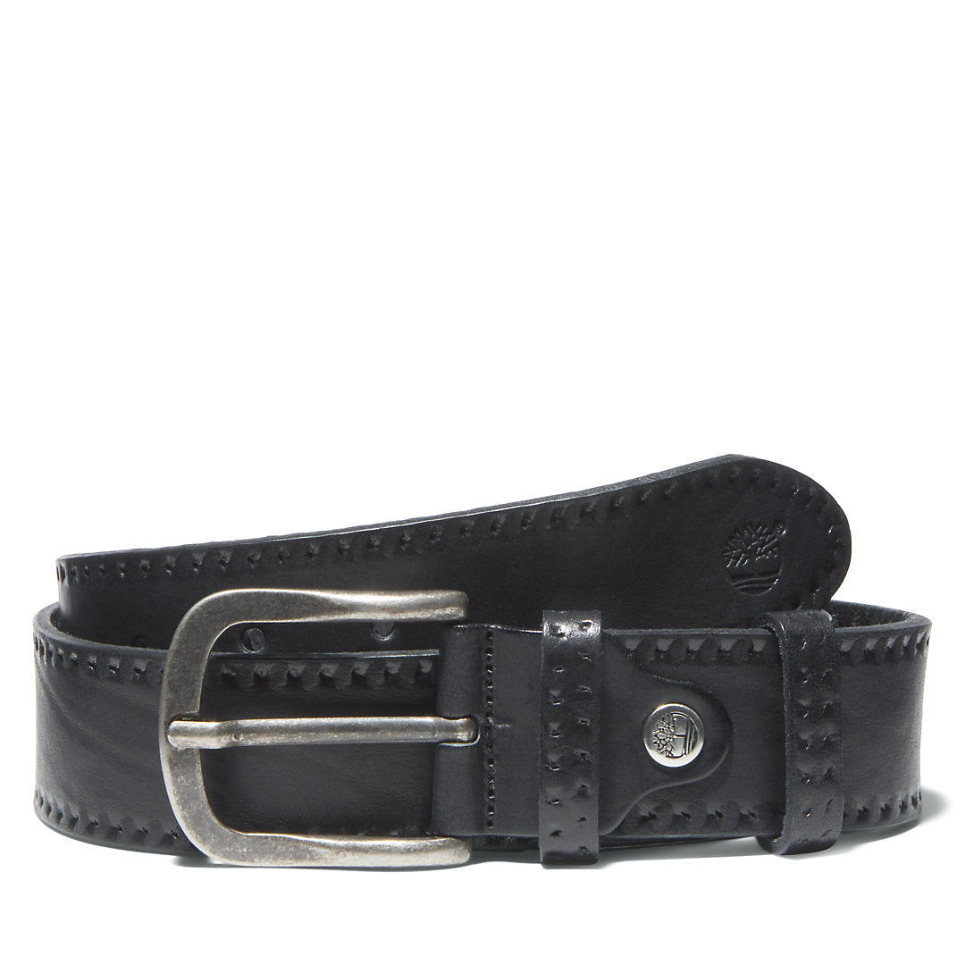 Mens Embossed Leather Belt for Men in Black - Timberland