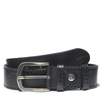 Mens Embossed Leather Belt for Men in Black - Timberland