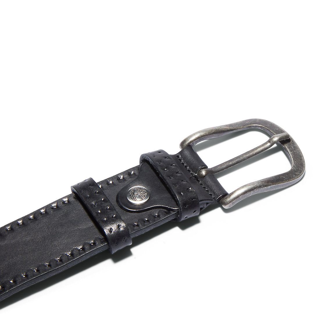 Mens Embossed Leather Belt for Men in Black - Timberland
