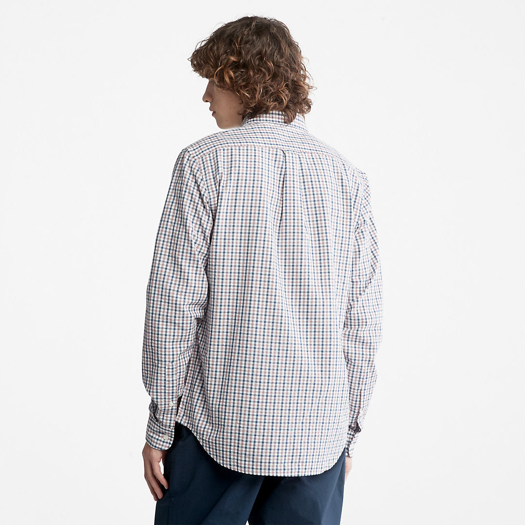 Mens Seersucker Gingham Shirt for Men in Purple - Timberland