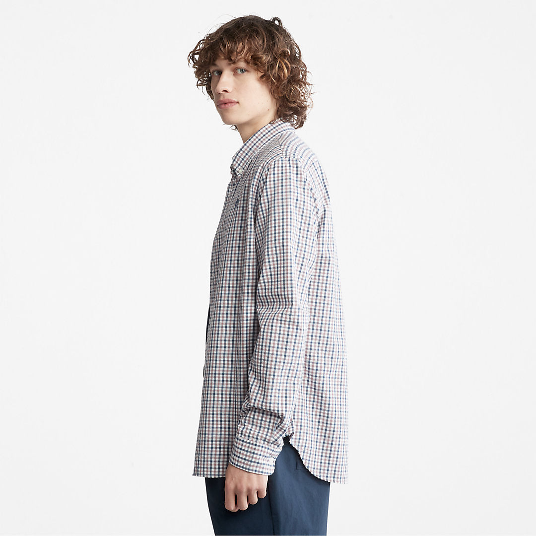 Mens Seersucker Gingham Shirt for Men in Purple - Timberland