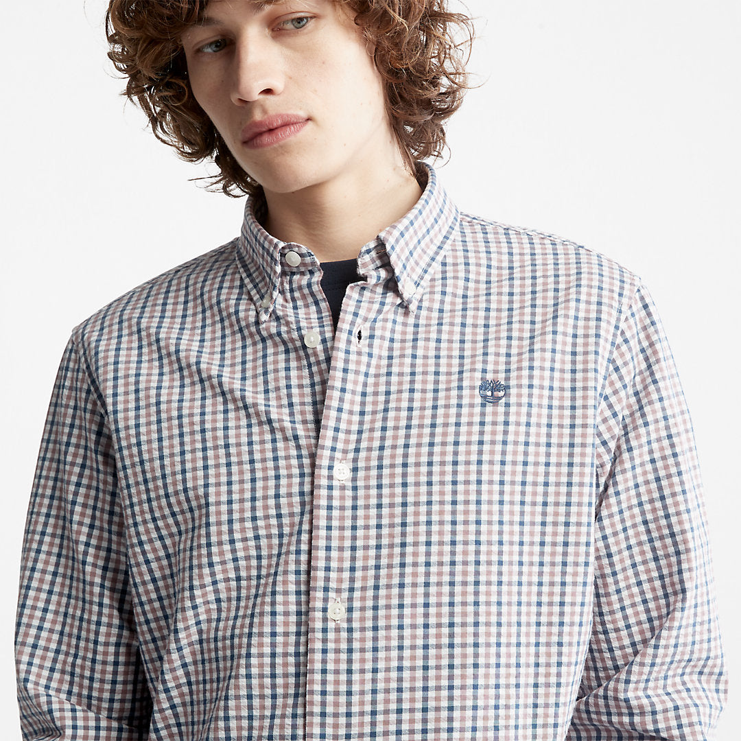 Mens Seersucker Gingham Shirt for Men in Purple - Timberland
