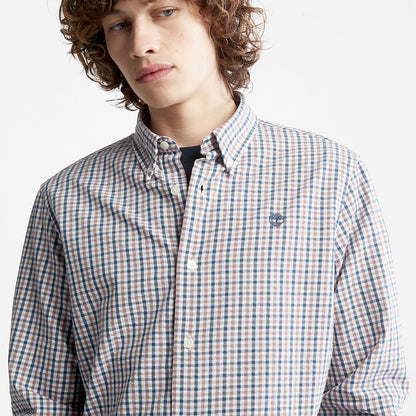 Mens Seersucker Gingham Shirt for Men in Purple - Timberland