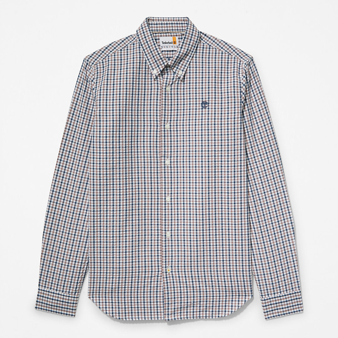 Mens Seersucker Gingham Shirt for Men in Purple - Timberland