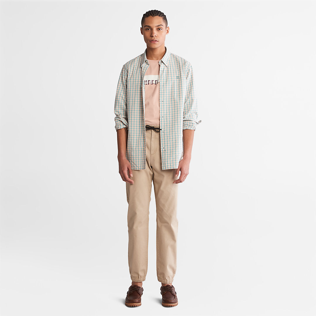 Mens Seersucker Gingham Shirt for Men in Pink - Timberland