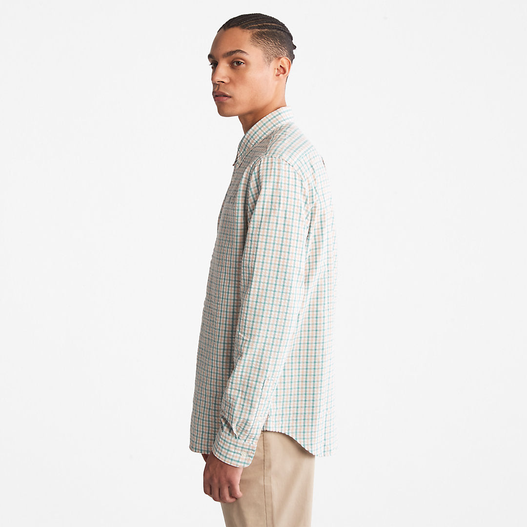 Mens Seersucker Gingham Shirt for Men in Pink - Timberland