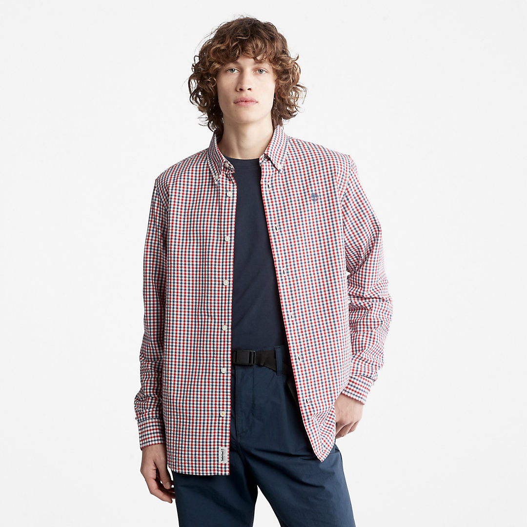 Mens Seersucker Gingham Shirt for Men in Blue - Timberland