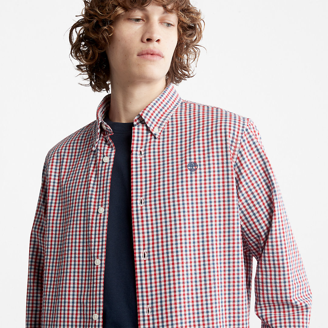 Mens Seersucker Gingham Shirt for Men in Blue - Timberland