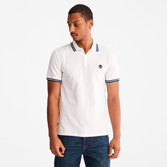 Mens Millers River Tipped Polo Shirt for Men in White - Timberland
