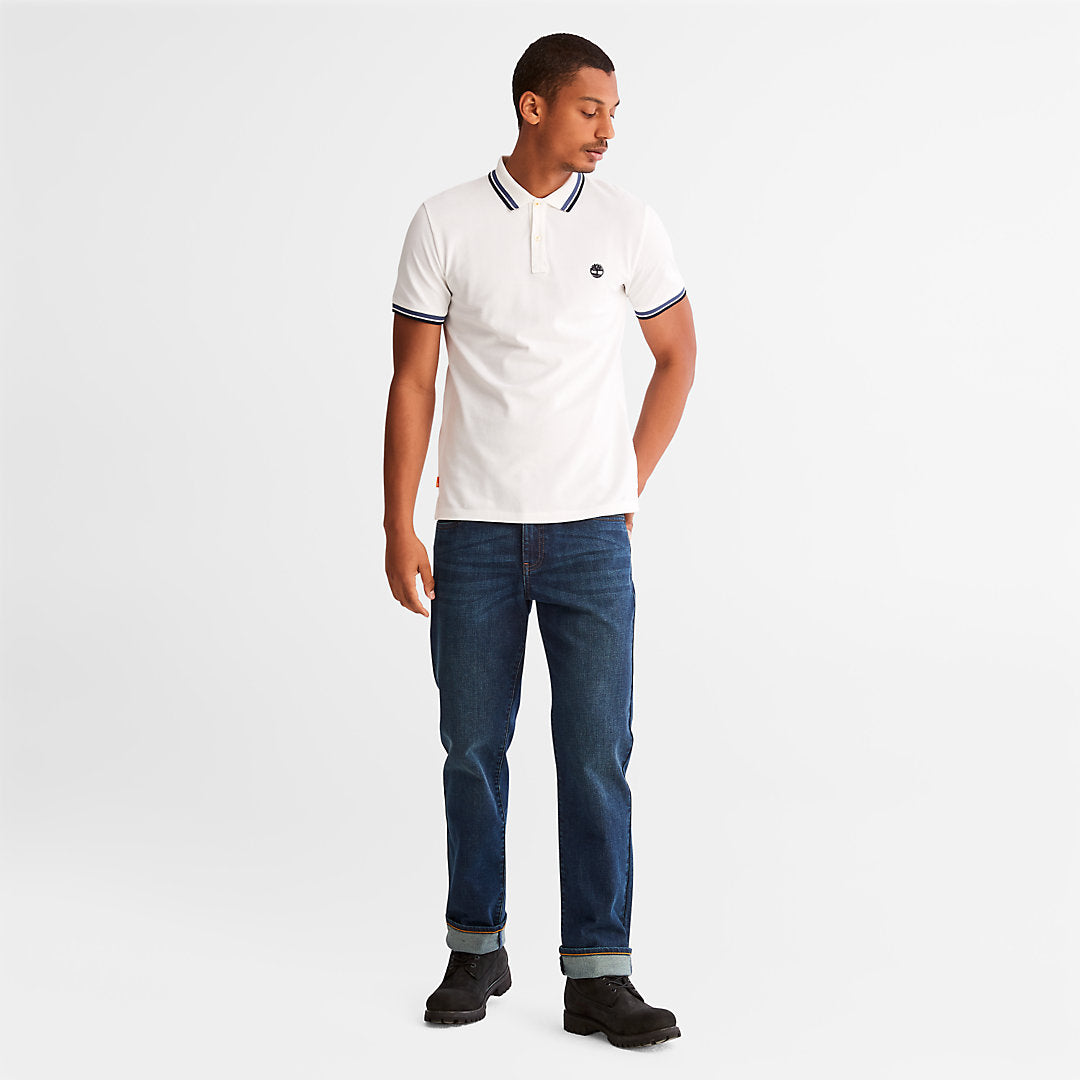 Mens Millers River Tipped Polo Shirt for Men in White - Timberland