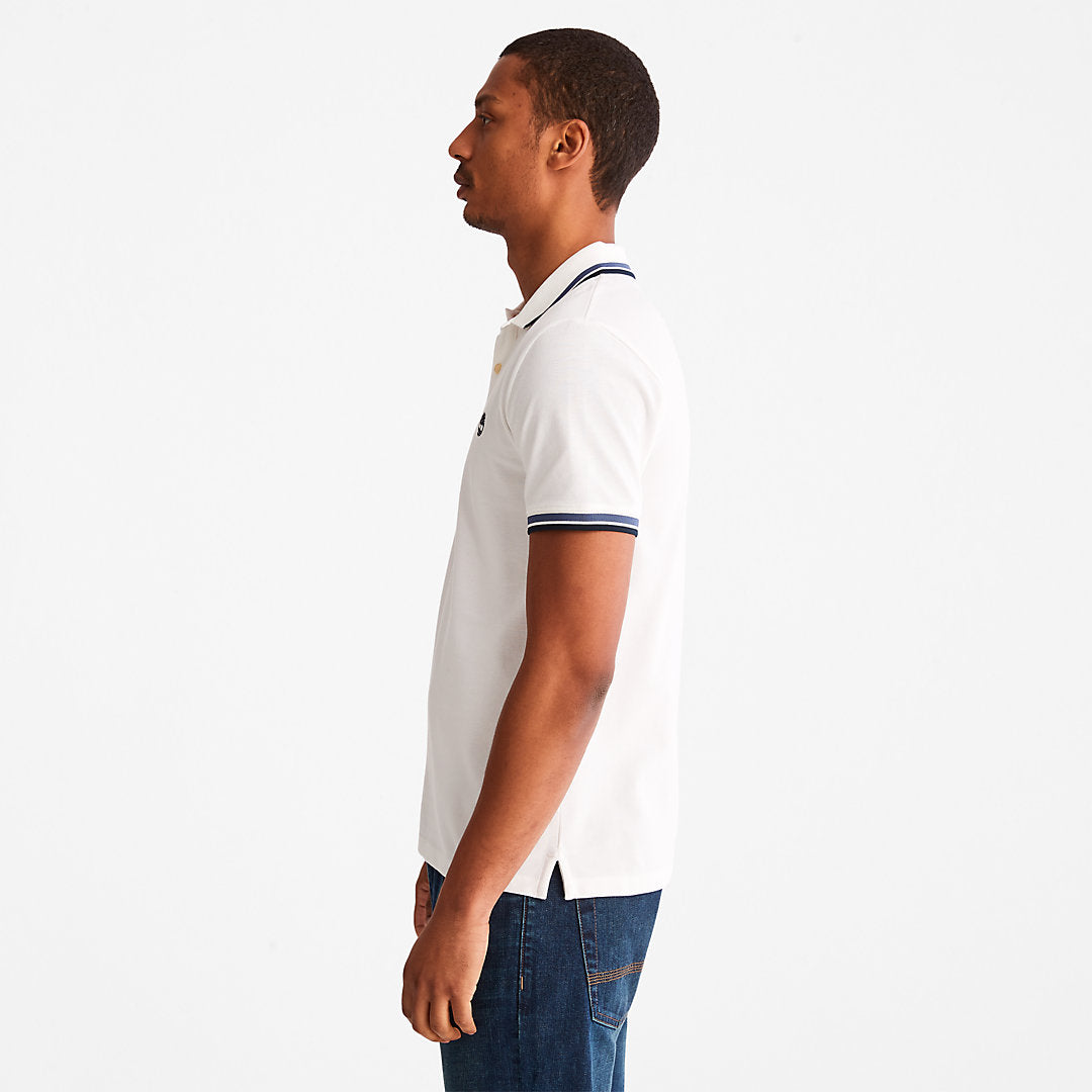Mens Millers River Tipped Polo Shirt for Men in White - Timberland