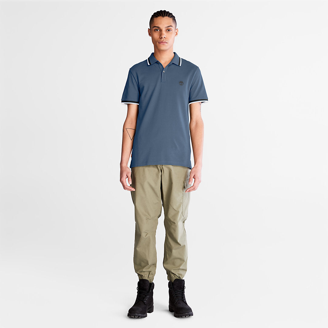 Mens Millers River Tipped Polo Shirt for Men in Blue - Timberland