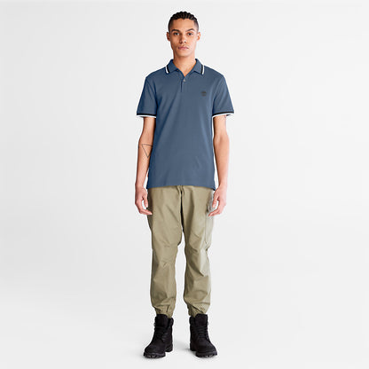Mens Millers River Tipped Polo Shirt for Men in Blue - Timberland