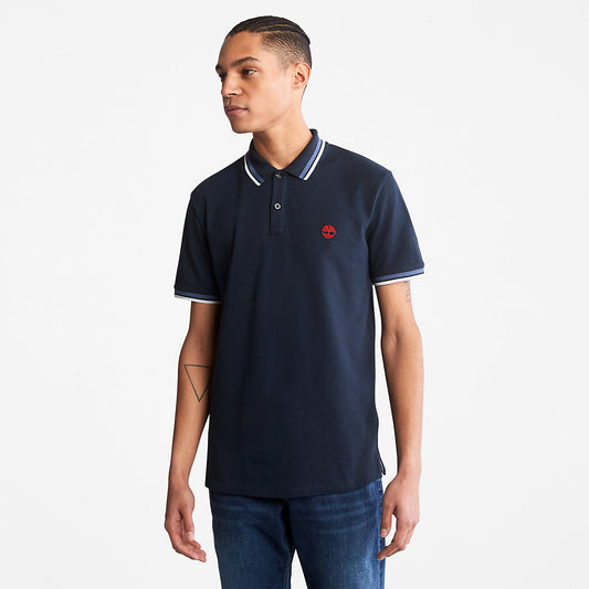 Mens Millers River Tipped Polo Shirt for Men in Navy - Timberland