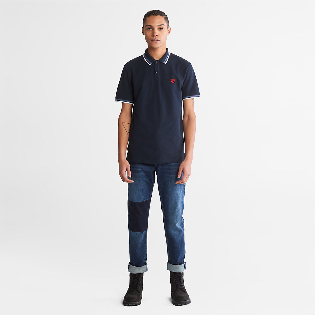 Mens Millers River Tipped Polo Shirt for Men in Navy - Timberland